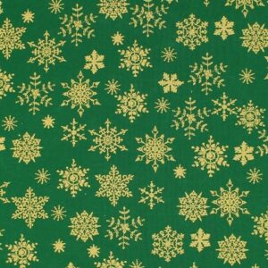 Merry Christmas Green & Gold Snowflake Metallic