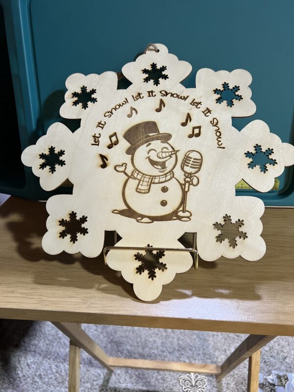 Snowman Crooner Snowflake Door Hanger