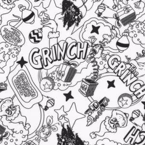 Tonal Grinch White Quilting Cotton