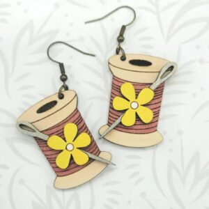 Thread Spools with Flower earrings